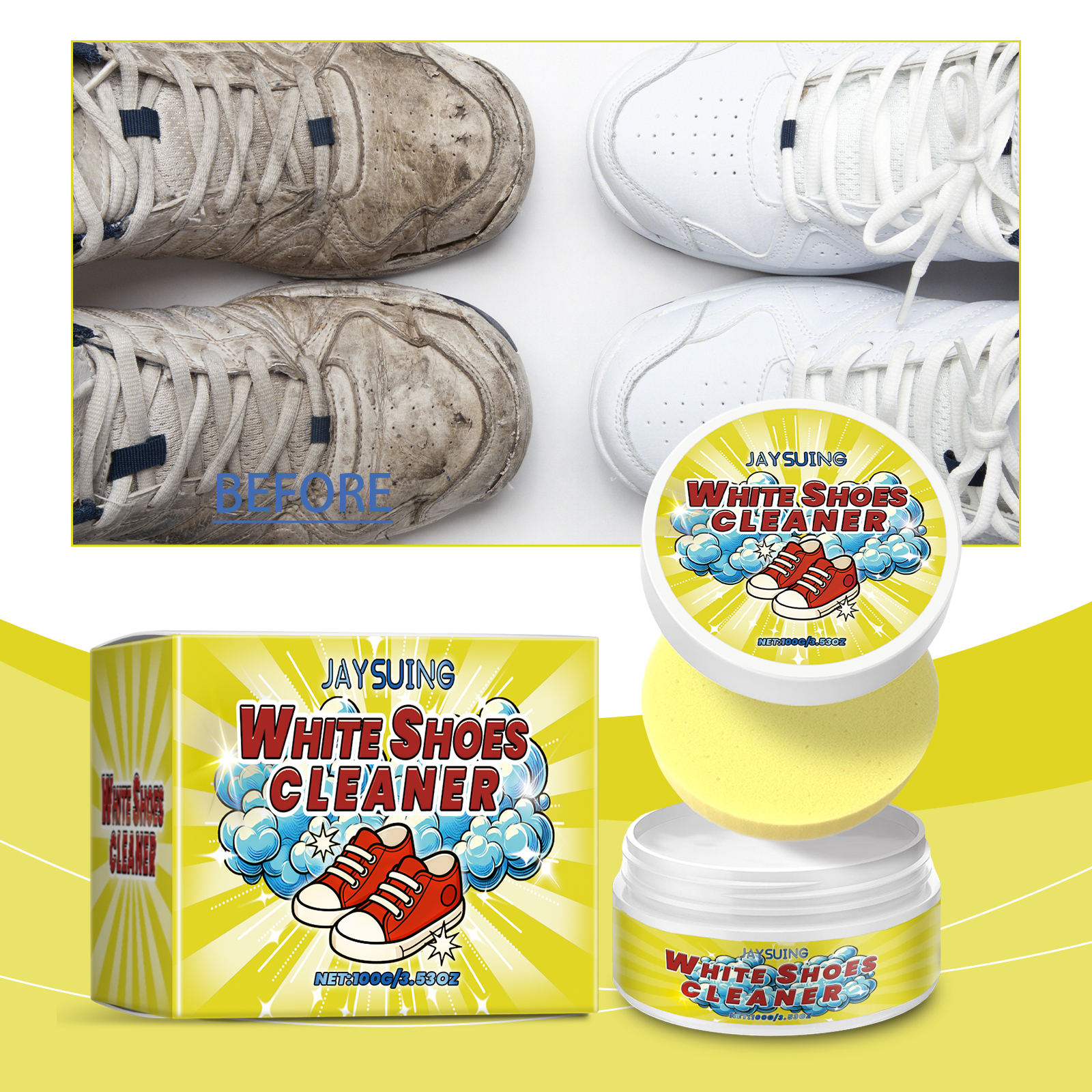 White Shoes Cleaning Cream Sta - Sneaker Care Whitener avaliação e preço