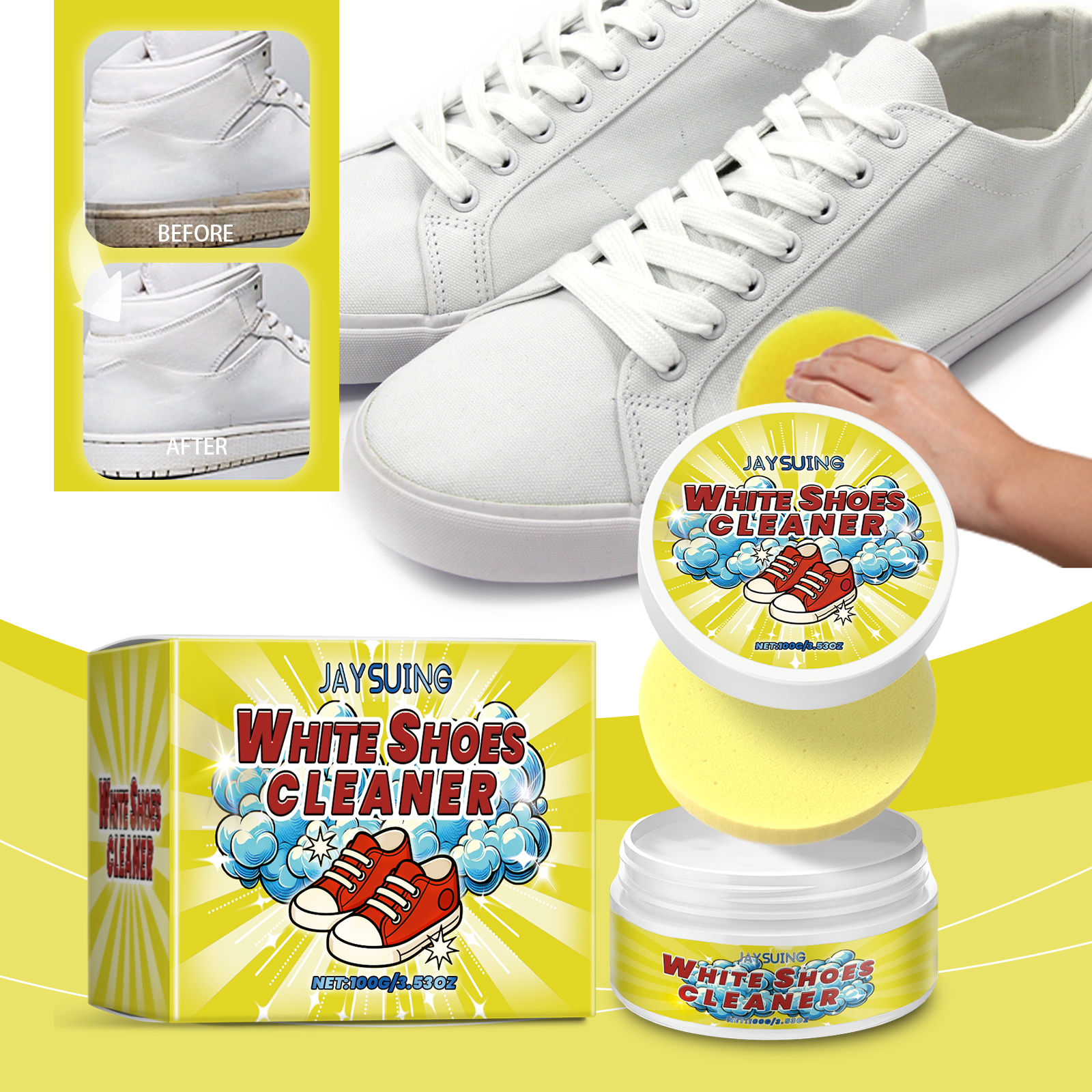 White Shoes Cleaning Cream Sta - Sneaker Care Whitener avaliação e preço